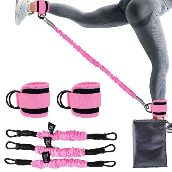 Ankle Strap Resistance Bands for Hip and Leg Training - Adjustable Elastic Bands for Yoga, Pilates, CrossFit and Gym | Set of 2