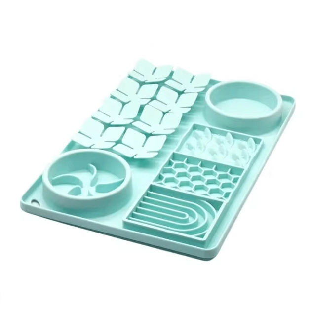 4-in-1 Pet Slow Feeder Bowl Mat with Cup - Anti-Bloat Foraging Mat for Dogs and Cats