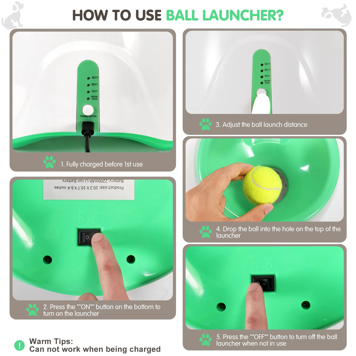 Automatic Dog Ball Launcher - Auto-Launch Fetch Toy with USB Rechargeable Batteries and 3 Tennis Balls