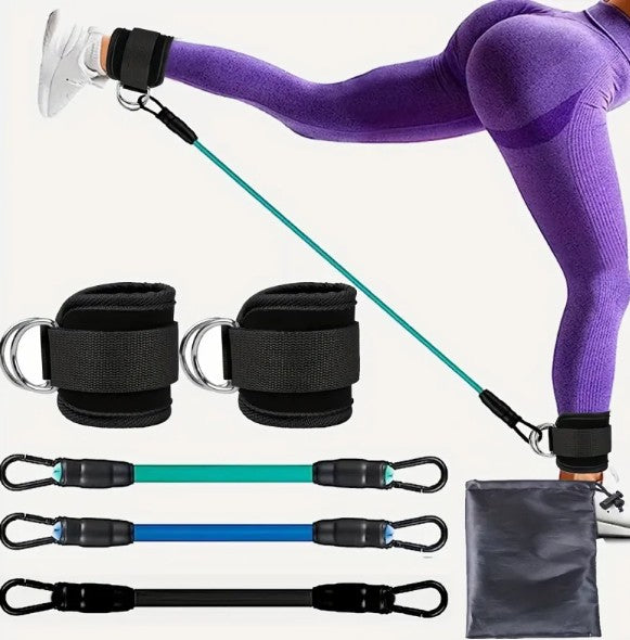 Ankle Strap Resistance Bands for Hip and Leg Training - Adjustable Elastic Bands for Yoga, Pilates, CrossFit and Gym | Set of 2