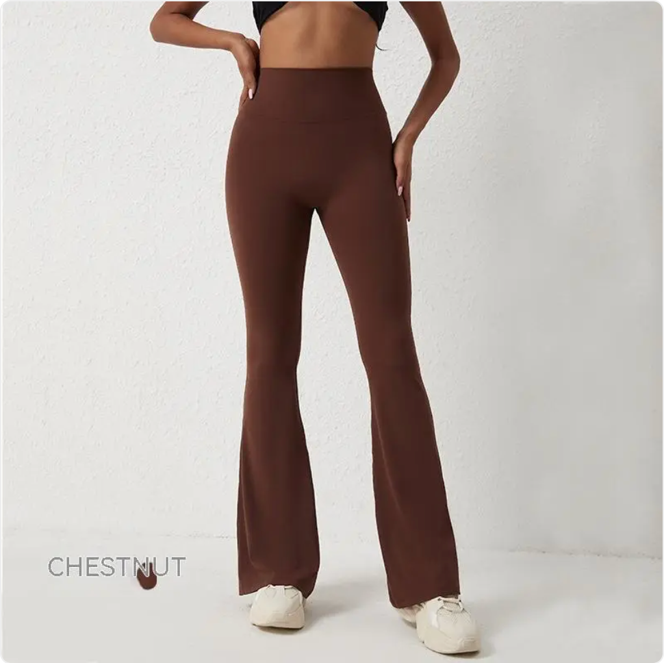 High Waisted Fitness Pants - Nylon Spandex Hip-Lifting Wide-Leg Workout Pants | S–XL