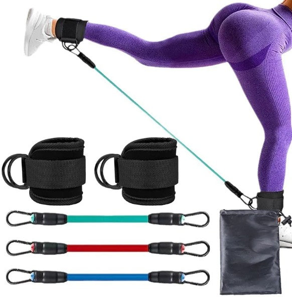 Ankle Strap Resistance Bands for Hip and Leg Training - Adjustable Elastic Bands for Yoga, Pilates, CrossFit and Gym | Set of 2