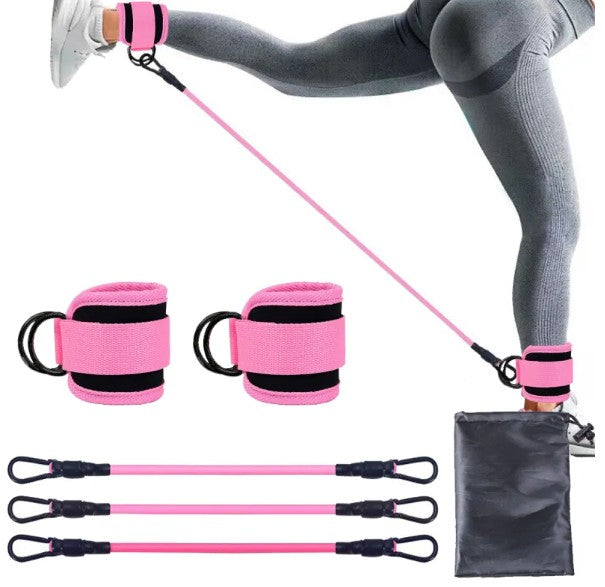 Ankle Strap Resistance Bands for Hip and Leg Training - Adjustable Elastic Bands for Yoga, Pilates, CrossFit and Gym | Set of 2