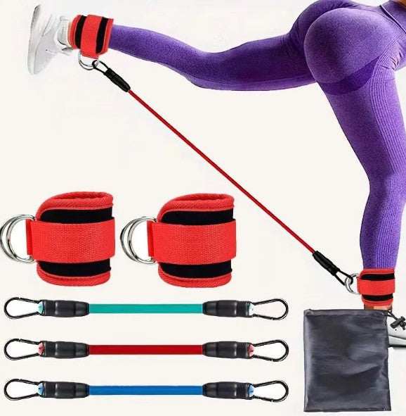 Ankle Strap Resistance Bands for Hip and Leg Training - Adjustable Elastic Bands for Yoga, Pilates, CrossFit and Gym | Set of 2
