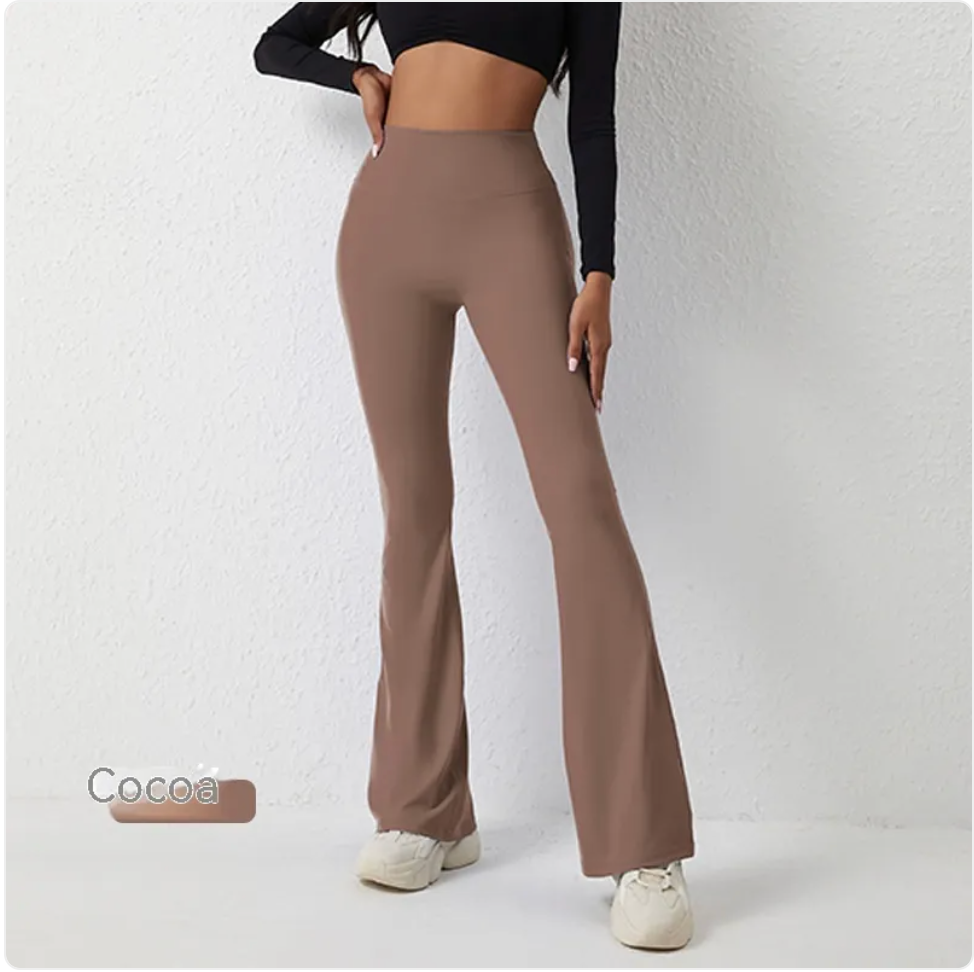 High Waisted Fitness Pants - Nylon Spandex Hip-Lifting Wide-Leg Workout Pants | S–XL