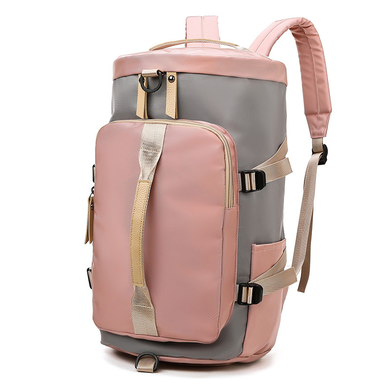 Sports Duffel Bag with Shoe Compartment - Lightweight Waterproof Gym Bag for Women | Pink & Gray | Ideal for Gym, Travel & Sport