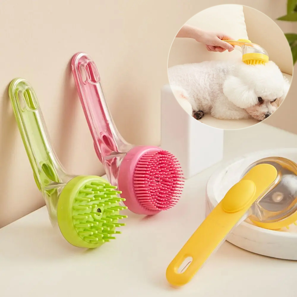 2-in-1 Pet Bath & Grooming Brush with Built-In Shampoo Dispenser – For Dogs & Cats