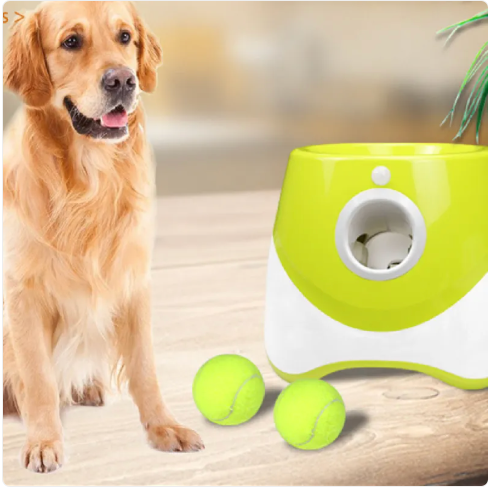 Automatic Dog Ball Launcher - Auto-Launch Fetch Toy with USB Rechargeable Batteries and 3 Tennis Balls