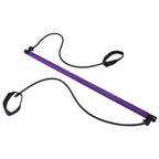 Pilates Fitness Bar Stick with Resistance Bands - 92cm NBR Foam Grip for Yoga, Pilates and Strength Training | Pink and Purple