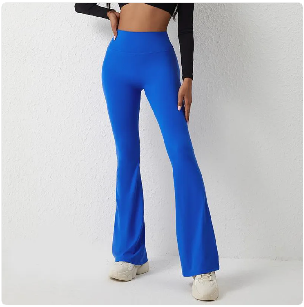 High Waisted Fitness Pants - Nylon Spandex Hip-Lifting Wide-Leg Workout Pants | S–XL