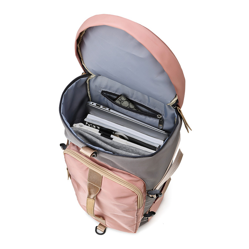 Sports Duffel Bag with Shoe Compartment - Lightweight Waterproof Gym Bag for Women | Pink & Gray | Ideal for Gym, Travel & Sport