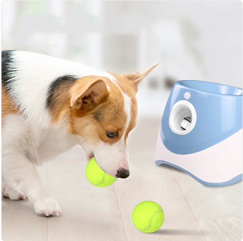 Automatic Dog Ball Launcher - Auto-Launch Fetch Toy with USB Rechargeable Batteries and 3 Tennis Balls