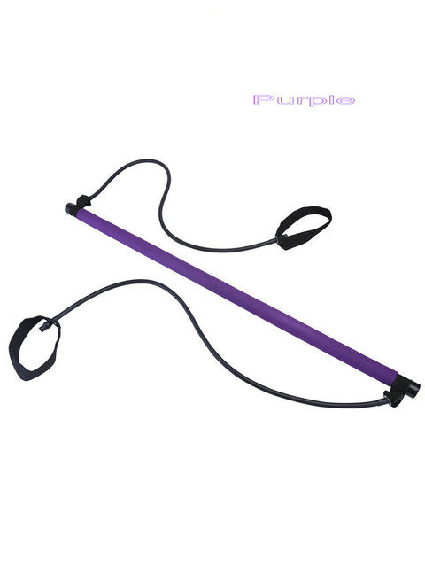 Pilates Fitness Bar Stick with Resistance Bands - 92cm NBR Foam Grip for Yoga, Pilates and Strength Training | Pink and Purple