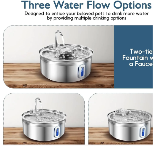 SteelFlow Stainless Steel Pet Water Dispenser – Hygienic Continuous Flow for Cats & Dogs