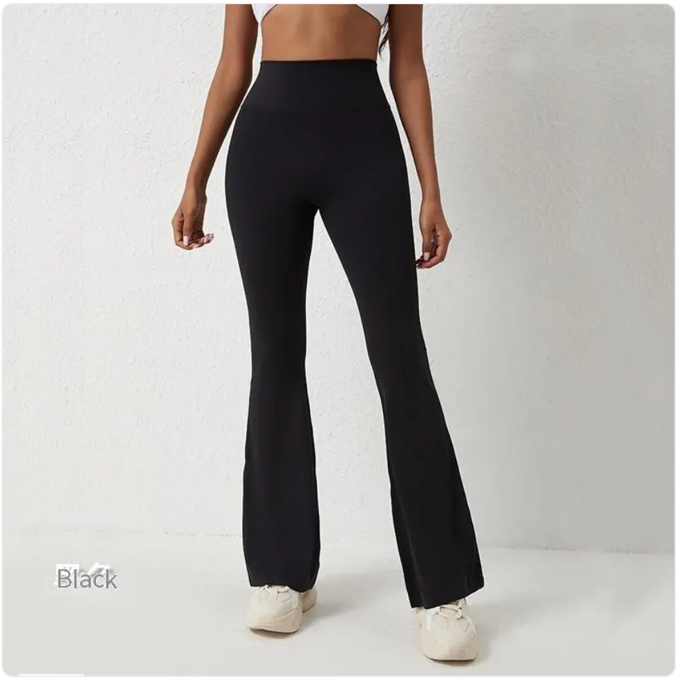 High Waisted Fitness Pants - Nylon Spandex Hip-Lifting Wide-Leg Workout Pants | S–XL