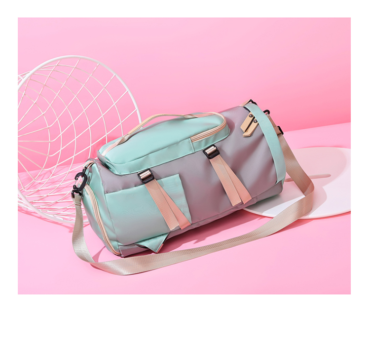 Sports Duffel Bag with Shoe Compartment - Lightweight Waterproof Gym Bag for Women | Pink & Gray | Ideal for Gym, Travel & Sport
