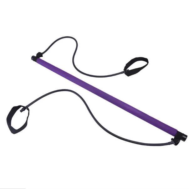 Pilates Fitness Yoga Resistance Band Stick - NBR Foam, Metal Core & Latex for Resistance, Flexibility and Balance | Purple, Pink