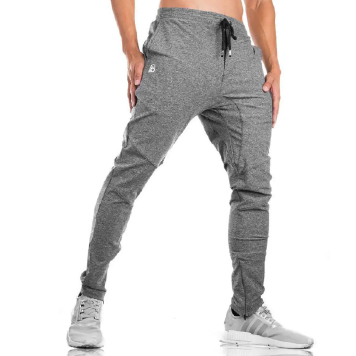 Men's Fitness Trousers - Breathable Cotton Blend Gym Training Pants for Men