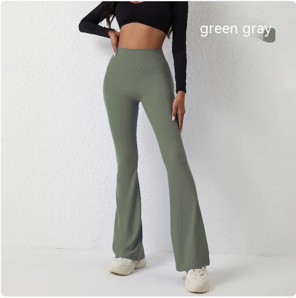 High Waisted Fitness Pants - Nylon Spandex Hip-Lifting Wide-Leg Workout Pants | S–XL