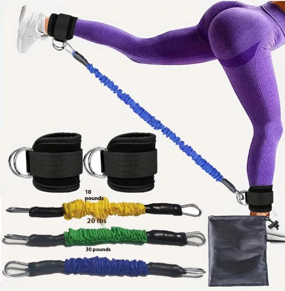Ankle Strap Resistance Bands for Hip and Leg Training - Adjustable Elastic Bands for Yoga, Pilates, CrossFit and Gym | Set of 2