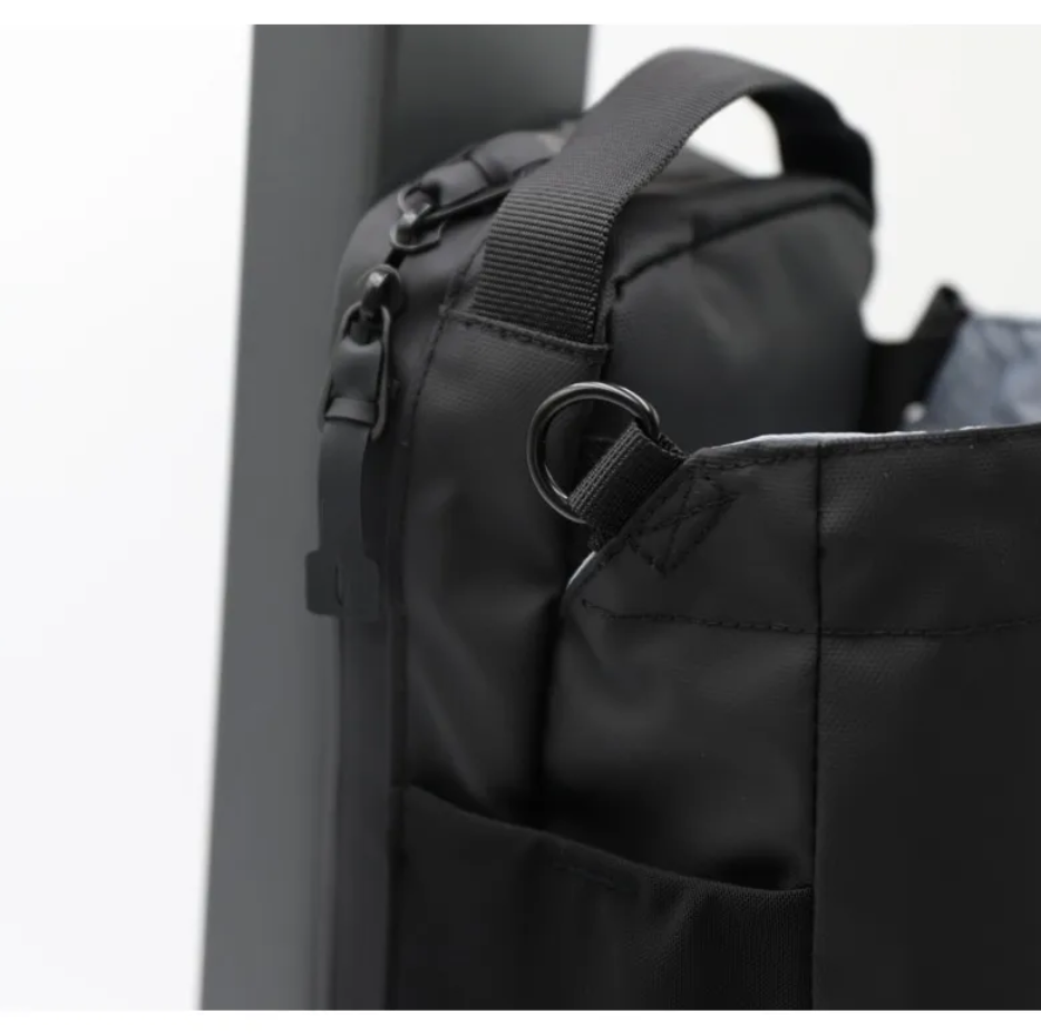 Large Capacity Fitness Kettle Bag - Canvas & Nylon, Magnetic Closure, Waterproof Gym Pannier Bag | Black