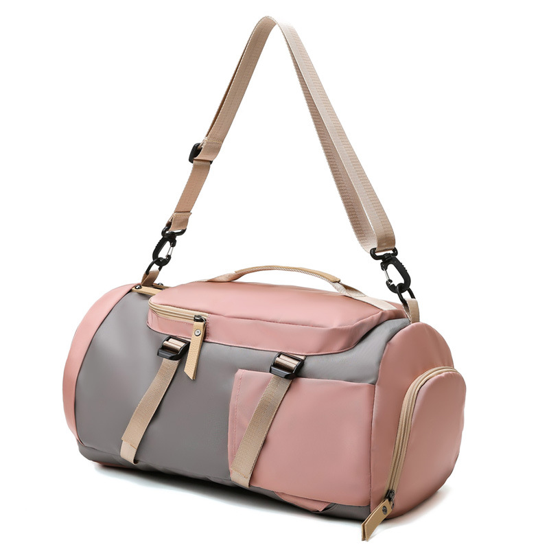 Sports Duffel Bag with Shoe Compartment - Lightweight Waterproof Gym Bag for Women | Pink & Gray | Ideal for Gym, Travel & Sport