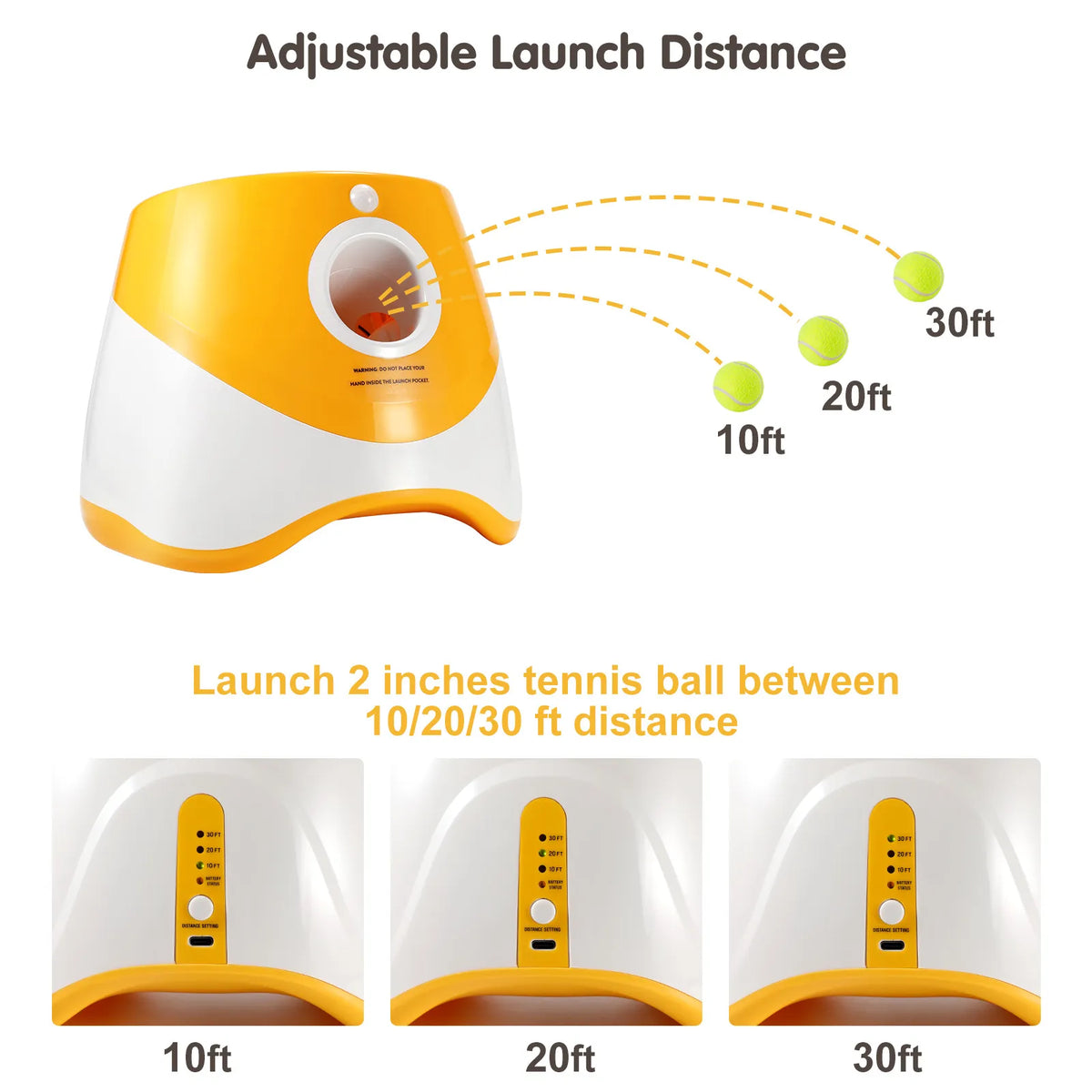 Automatic Dog Ball Launcher - Auto-Launch Fetch Toy with USB Rechargeable Batteries and 3 Tennis Balls