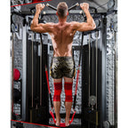 Indoor Pull-Up Trainer with Resistance Bands and Accessories - Home Strength Training Bar Kit | 1.93kg | Red