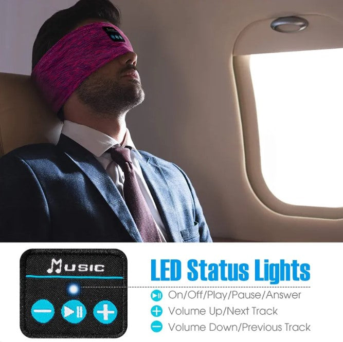 Wireless Sports Headband with Built-In Earphones - Bluetooth Running Headband for Yoga, Gym & Outdoor Workouts
