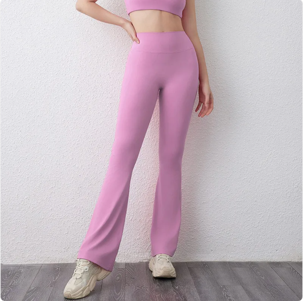 High Waisted Fitness Pants - Nylon Spandex Hip-Lifting Wide-Leg Workout Pants | S–XL