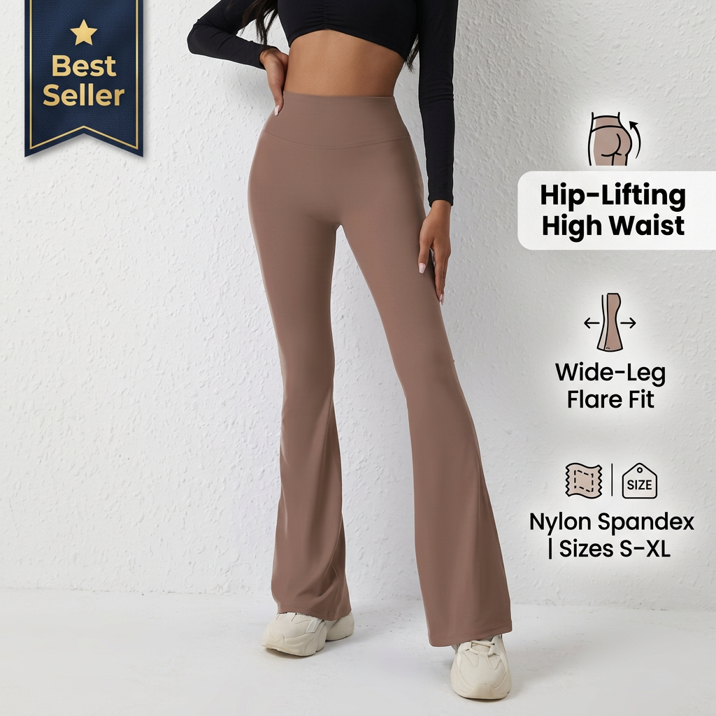 High Waisted Wide-Leg Fitness Pants - Styled Product Image